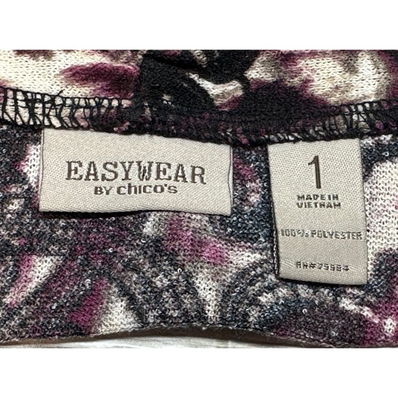 Easywear by Chicos Womens  Open Front   Cardigan size 1(U.S. 8) wine, black EUC - Picture 3 of 5